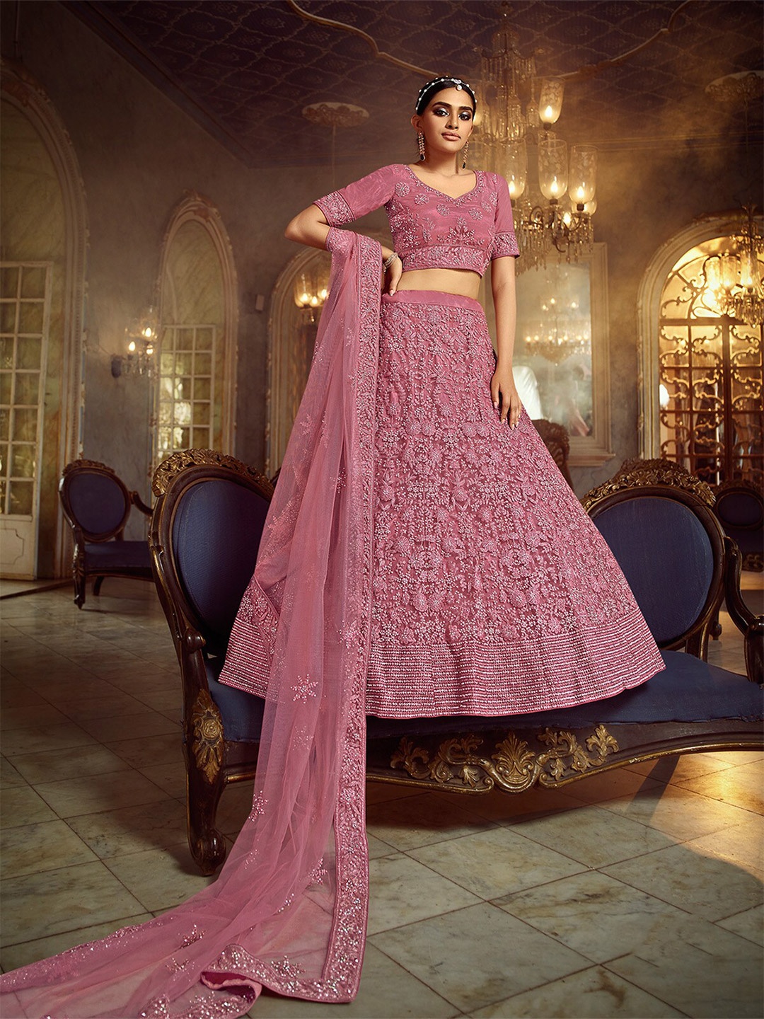 ODETTE Floral Embroidered Stone Work Semi-Stitched Lehenga Choli With Dupatta, Purple
ODETTE Floral Embroidered Stone Work Semi-Stitched Lehenga Choli With Dupatta, Purple