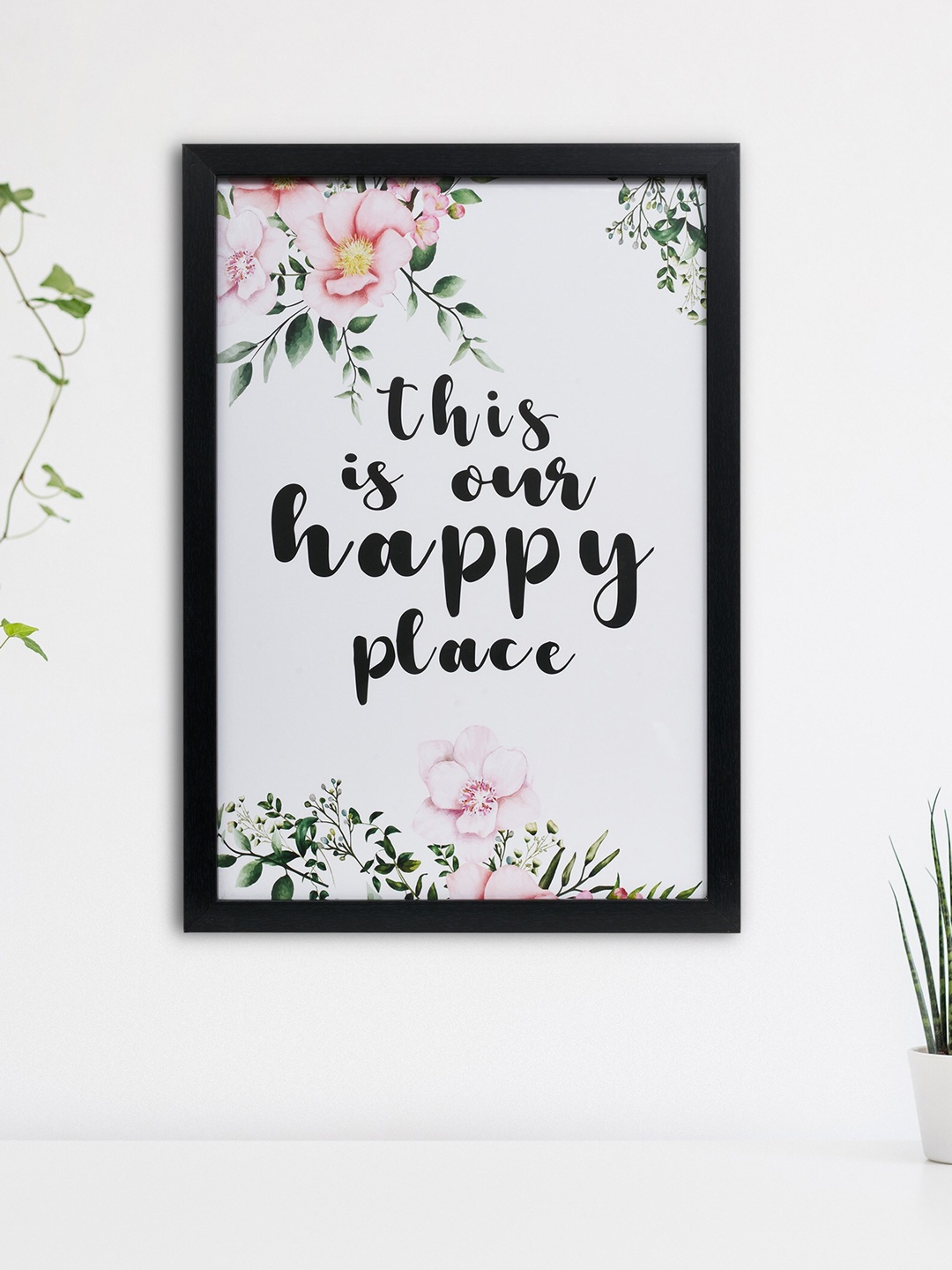 Home Centre White & Black Wooden Picture Wall Art