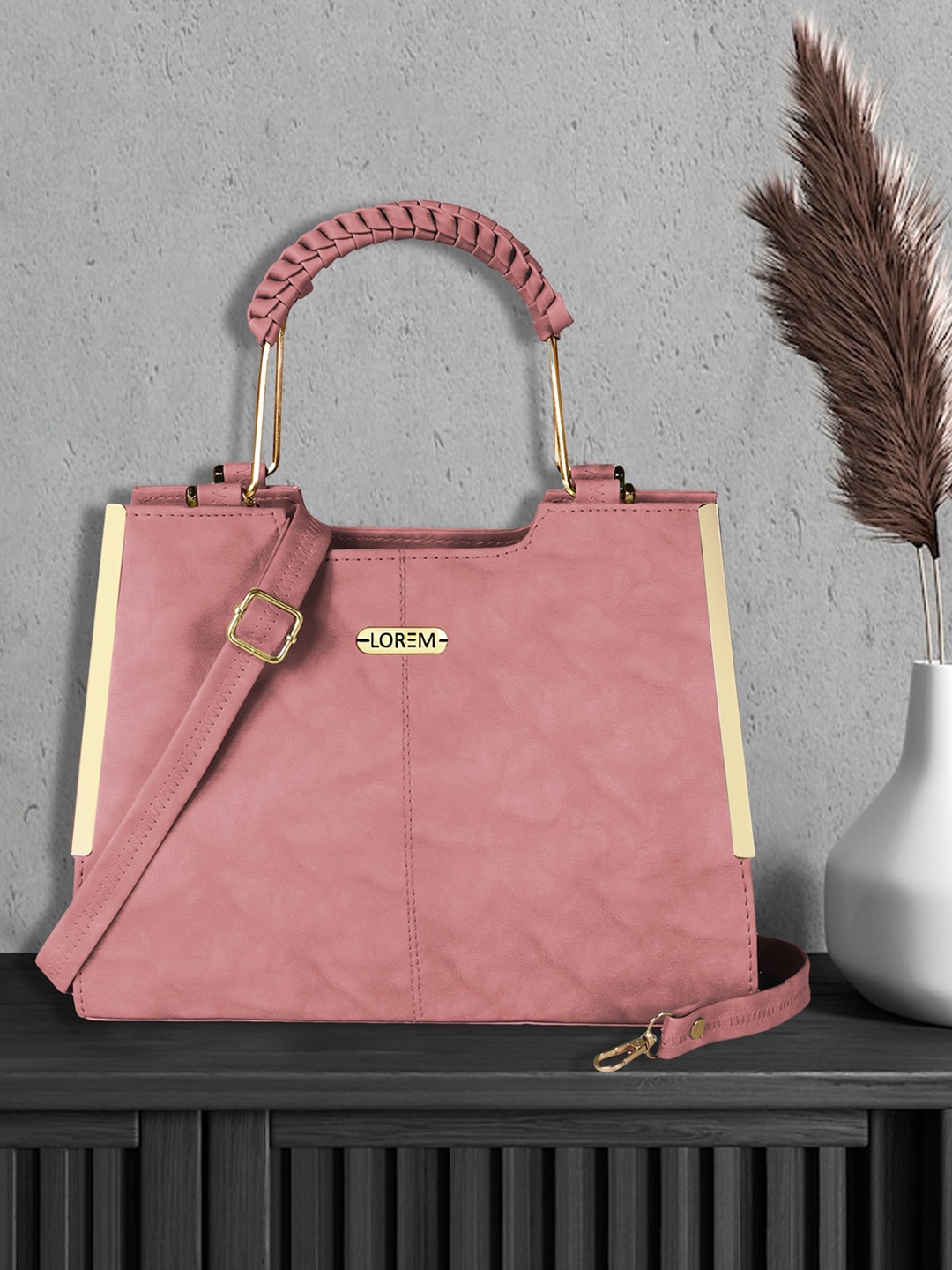 LOREM Structured Handheld Bag, Pink
