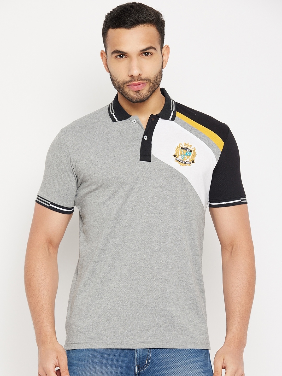 Duke Polo Collar Cotton Slim Fit T-shirt, Grey