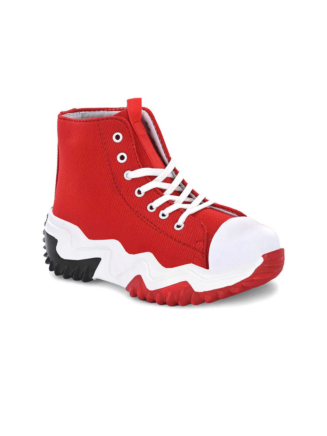 Kook N Keech Women Red & White Mid Top Textile Padded Insole Contrast Sole Sneakers
Kook N Keech Women Red & White Mid Top Textile Padded Insole Contrast Sole Sneakers
