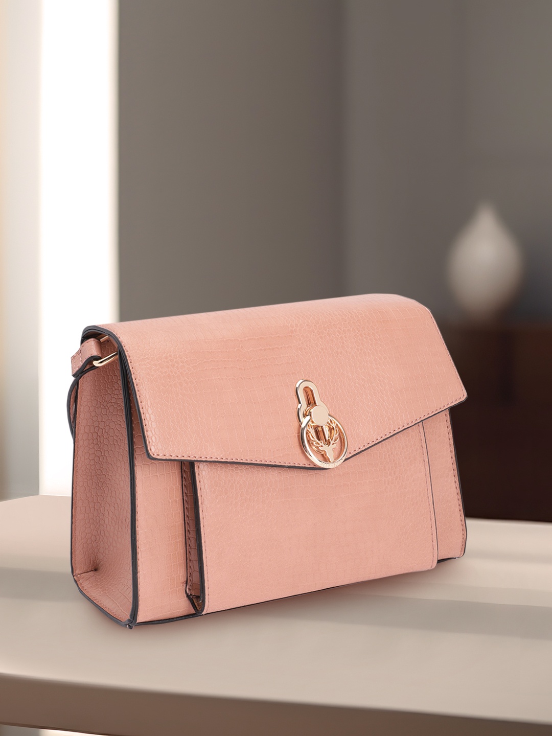 Allen Solly Women Textured Sling Bag, Pink