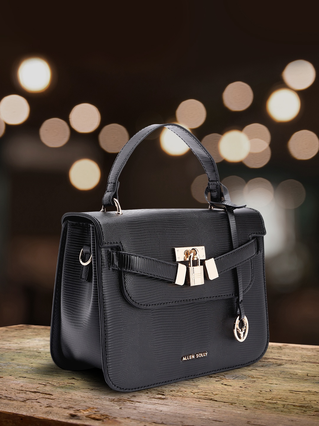 Allen Solly Snake Skin Textured PU Regular Structured Satchel With Lock Embellished Detail, Black
Allen Solly Snake Skin Textured PU Regular Structured Satchel With Lock Embellished Detail, Black