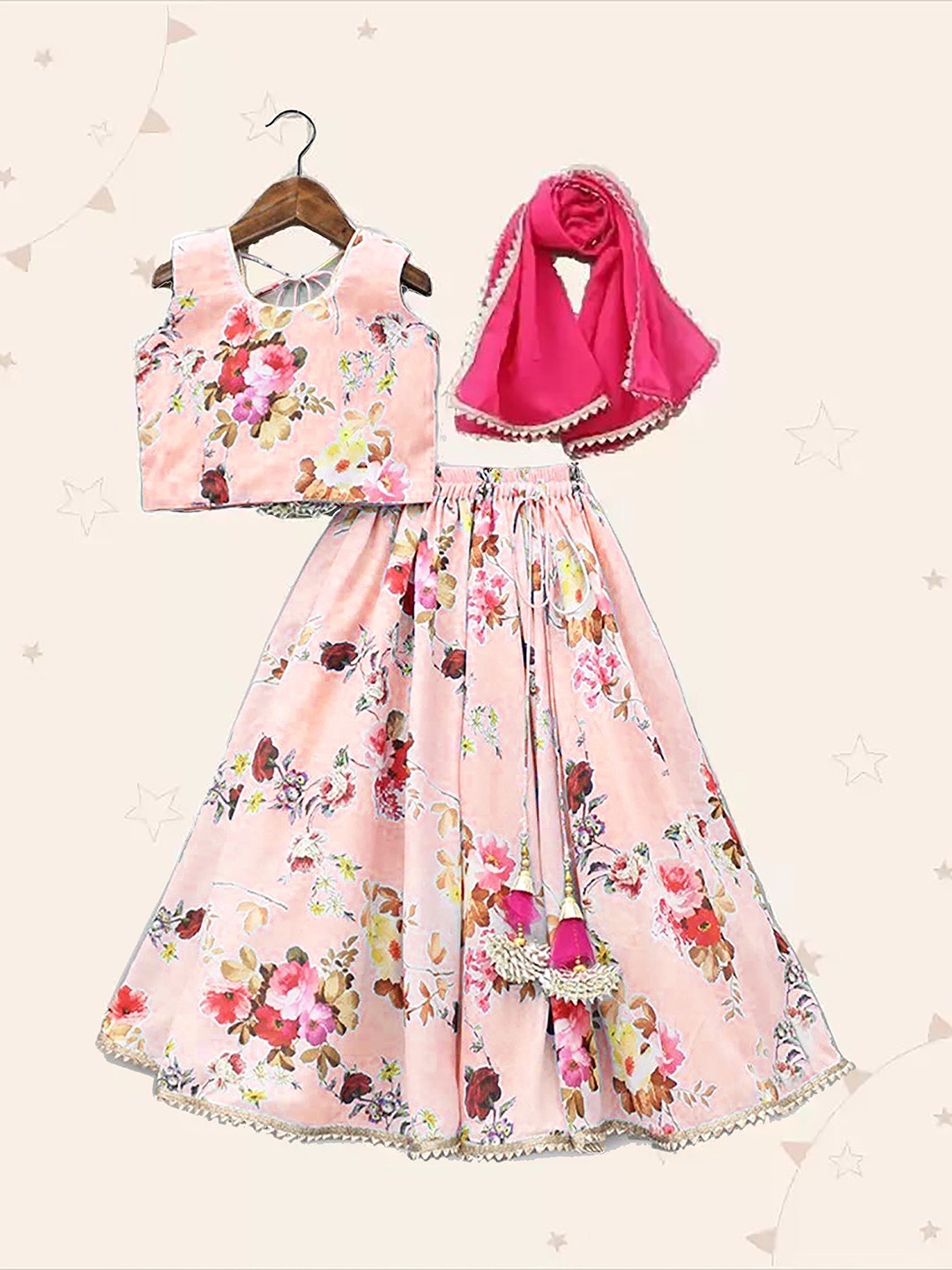 BAESD Girls Floral Printed Semi-Stitched Silk Lehenga Choli With Dupatta, Pink
BAESD Girls Floral Printed Semi-Stitched Silk Lehenga Choli With Dupatta, Pink