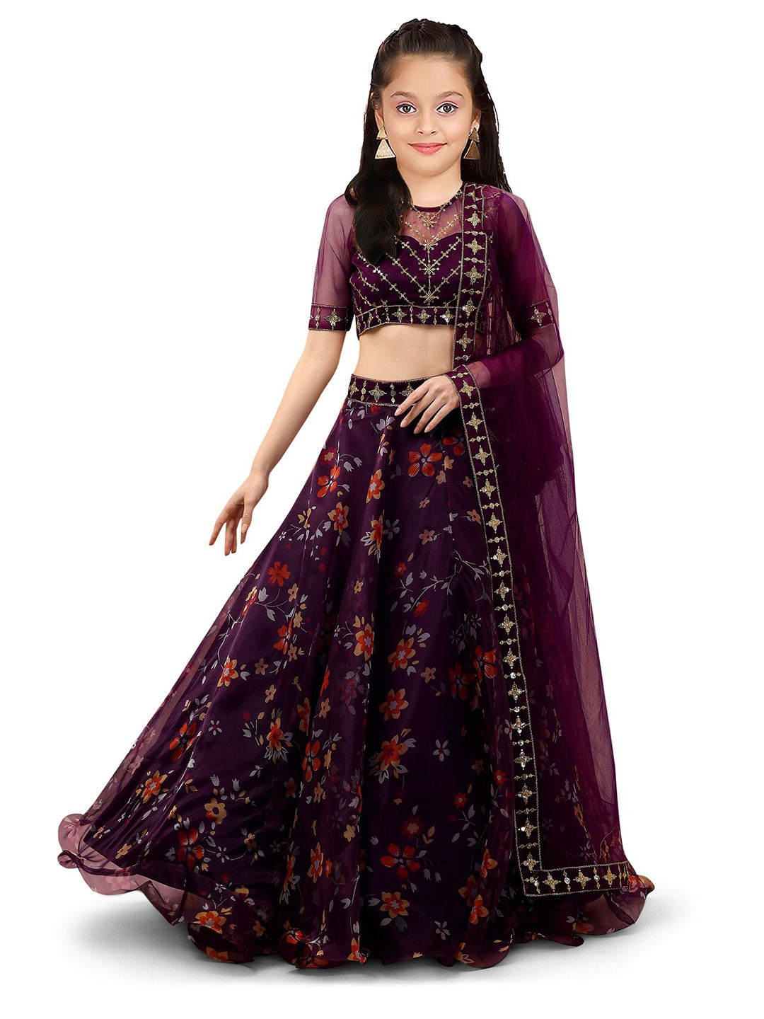 BAESD Girls Embroidered Semi-Stitched Lehenga & Unstitched Blouse With Dupatta, Purple
BAESD Girls Embroidered Semi-Stitched Lehenga & Unstitched Blouse With Dupatta, Purple