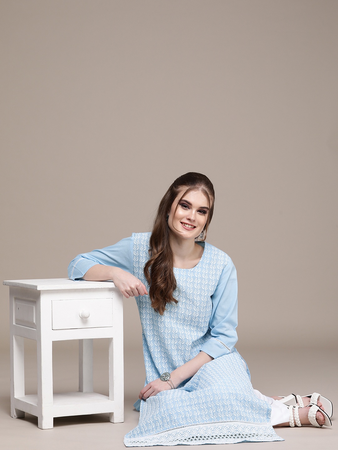 Anouk Women Blue Floral Embroidered Regular Thread Work Pure Cotton Kurta with Trousers
Anouk Women Blue Floral Embroidered Regular Thread Work Pure Cotton Kurta with Trousers