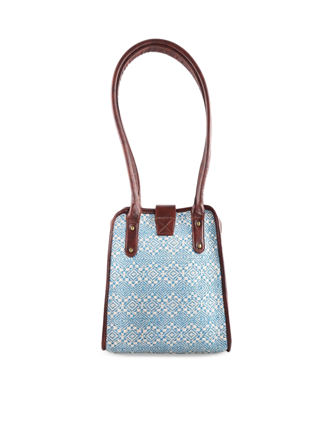 RUDHIRA Ethnic Motifs Self Design Leather Structured Shoulder Bag, Blue