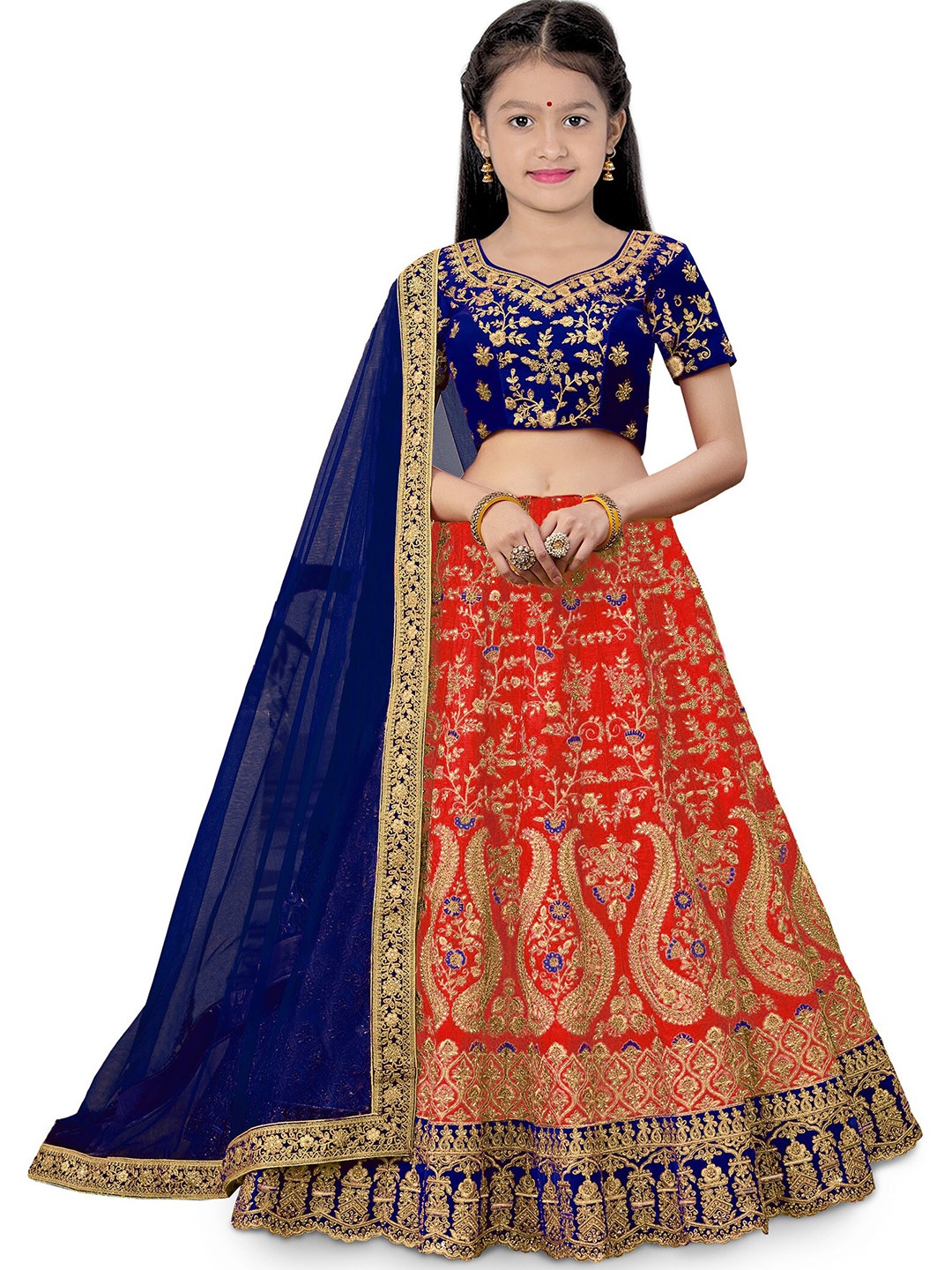 BAESD Girls Embroidered Thread Work Semi-Stitched Lehenga & Unstitched Blouse With Dupatta, Red
BAESD Girls Embroidered Thread Work Semi-Stitched Lehenga & Unstitched Blouse With Dupatta, Red