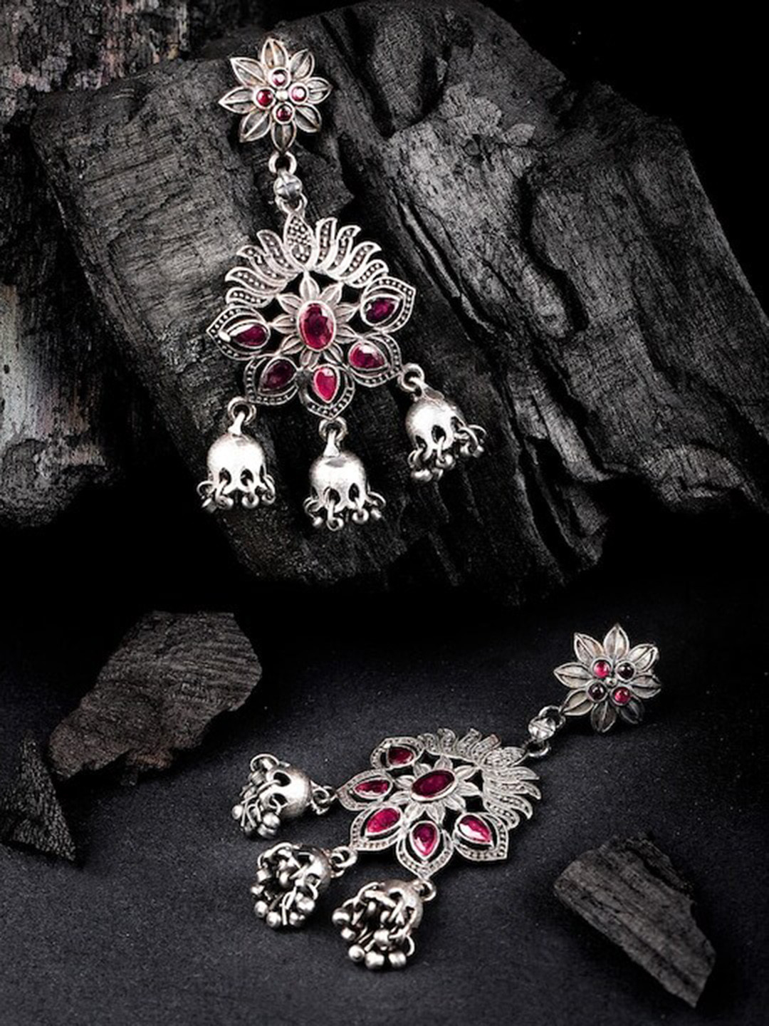 Infuzze Silver-Plated Contemporary Jhumkas Earrings 
Infuzze Silver-Plated Contemporary Jhumkas Earrings