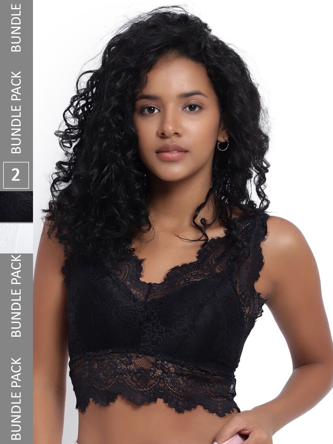 PARKHA Pack Of 2 Full Coverage Heavily Padded All Day Comfort Dry-Fit Lace Bralette Bra, Black
PARKHA Pack Of 2 Full Coverage Heavily Padded All Day Comfort Dry-Fit Lace Bralette Bra, Black