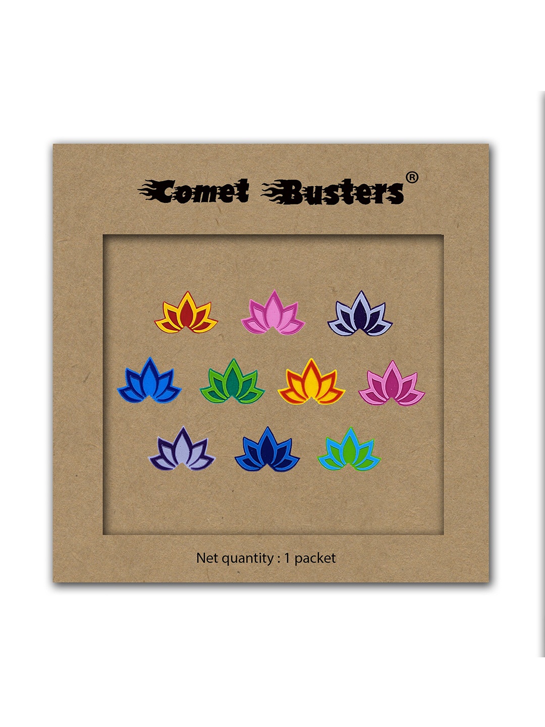 Comet Busters 10 Pcs Lotus-Shaped Reusable Designer Bindis - Multicoloured, Multi
Comet Busters 10 Pcs Lotus-Shaped Reusable Designer Bindis - Multicoloured, Multi