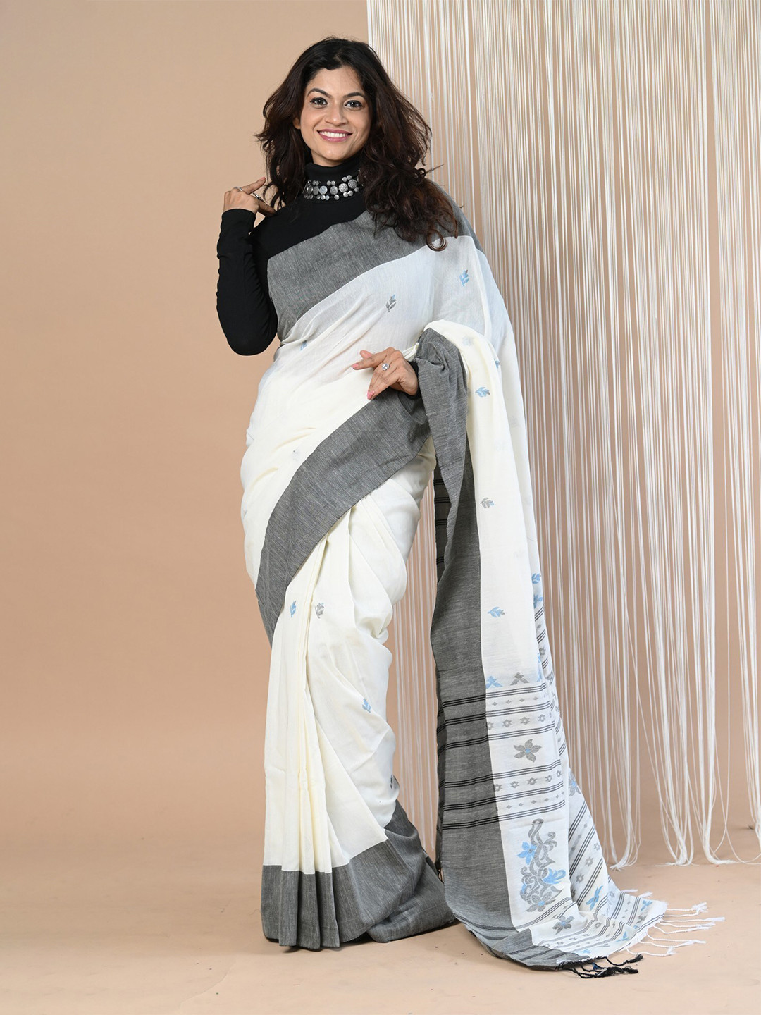 Very Much Indian Ethnic Motif Pure Cotton Saree With Blouse Piece, White
Very Much Indian Ethnic Motif Pure Cotton Saree With Blouse Piece, White