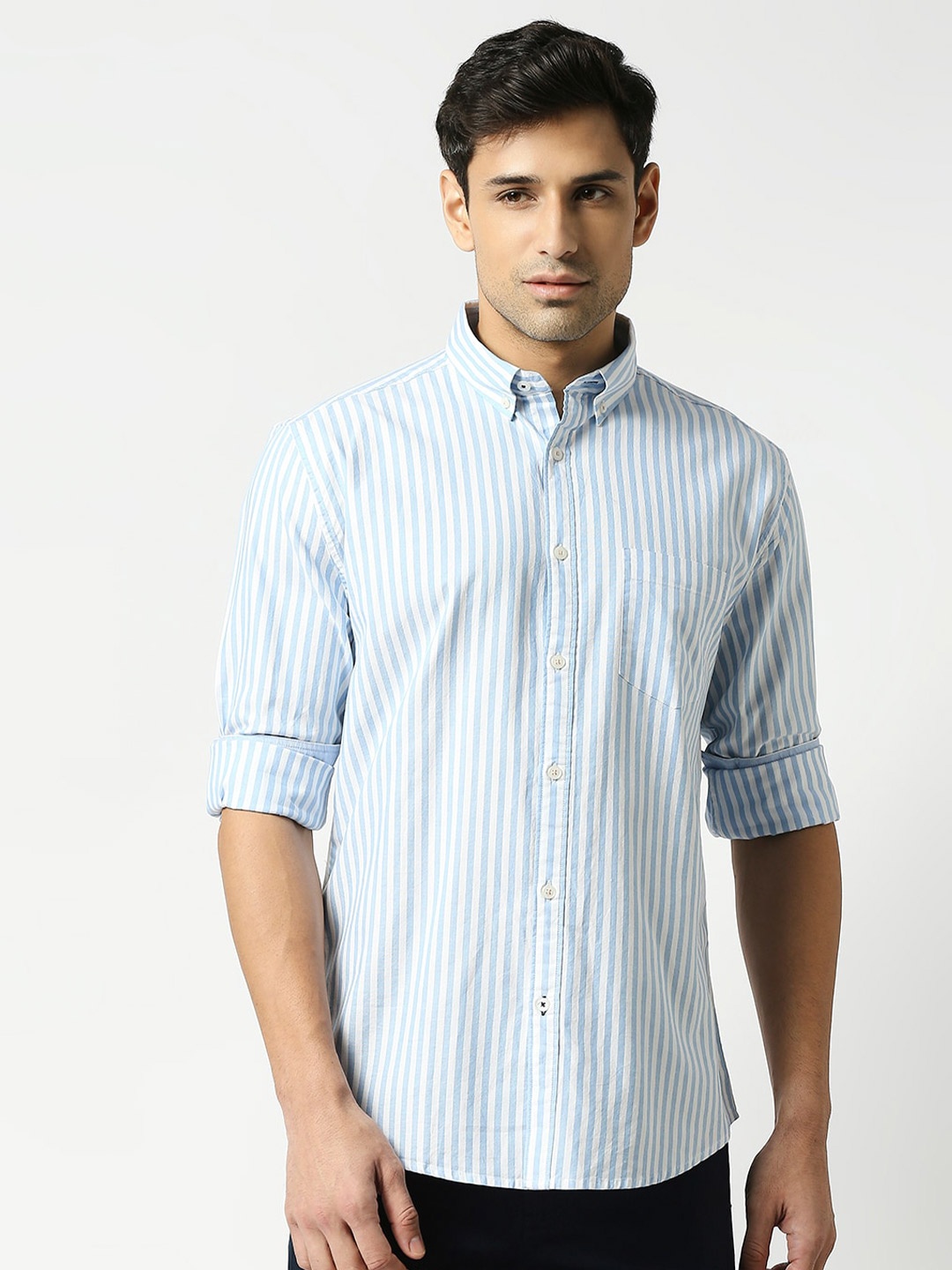 DRAGON HILL Striped Slim Fit Button-Down Collar Long Sleeves Casual Cotton Shirt, Blue
DRAGON HILL Striped Slim Fit Button-Down Collar Long Sleeves Casual Cotton Shirt, Blue