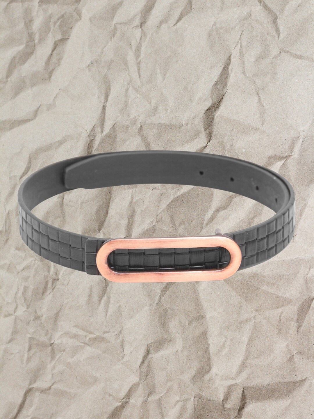 Calvadoss Girls Textured Leather Slim Belt, Black