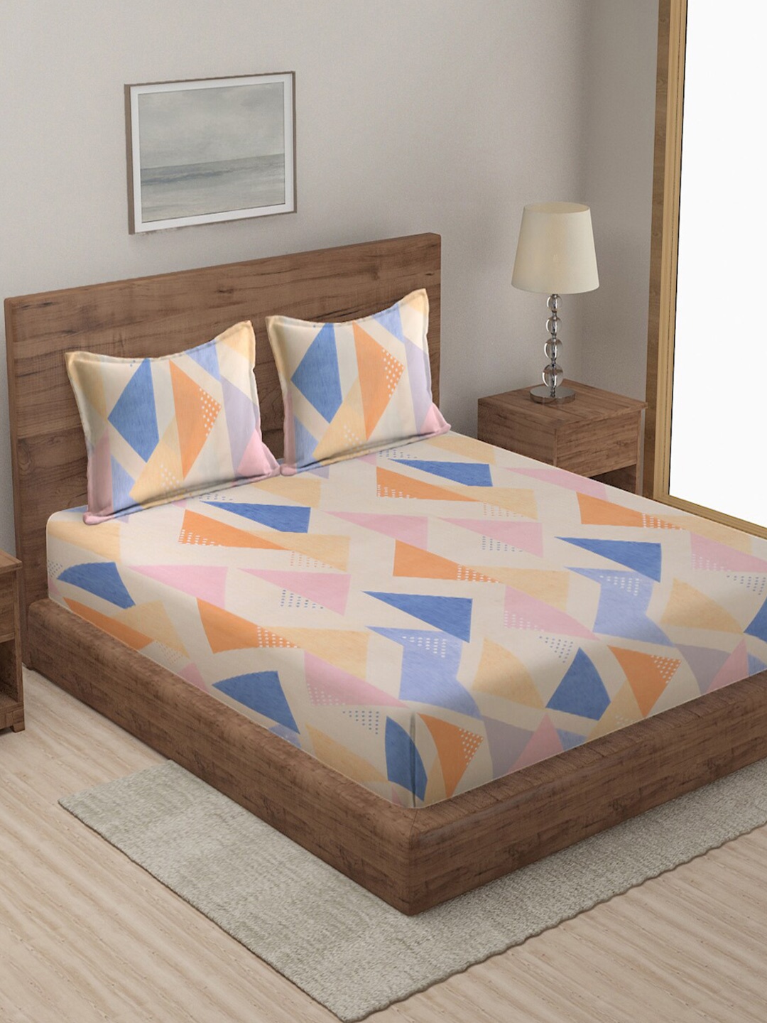 FABINALIV Yellow & Pink Geometric Print 300 TC Super King Size Bedsheet & 2 Pillow Covers
FABINALIV Yellow & Pink Geometric Print 300 TC Super King Size Bedsheet & 2 Pillow Covers