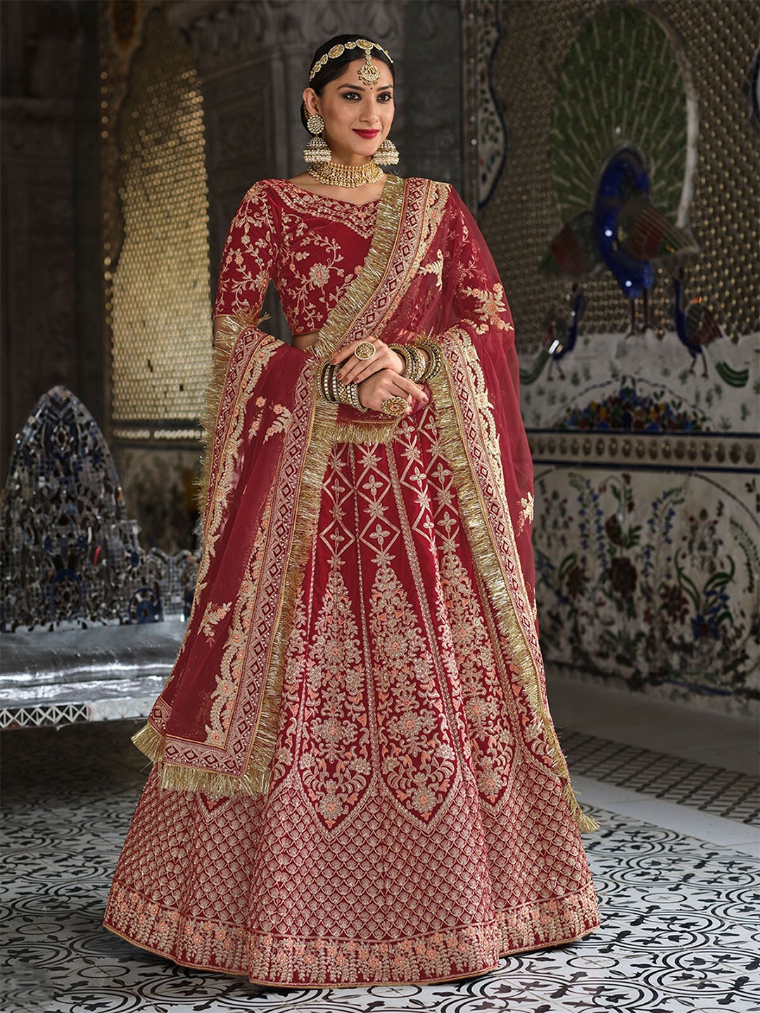 ODETTE Embroidered Velvet Semi-Stitched Lehenga & Unstitched Blouse With Dupatta, Maroon
ODETTE Embroidered Velvet Semi-Stitched Lehenga & Unstitched Blouse With Dupatta, Maroon