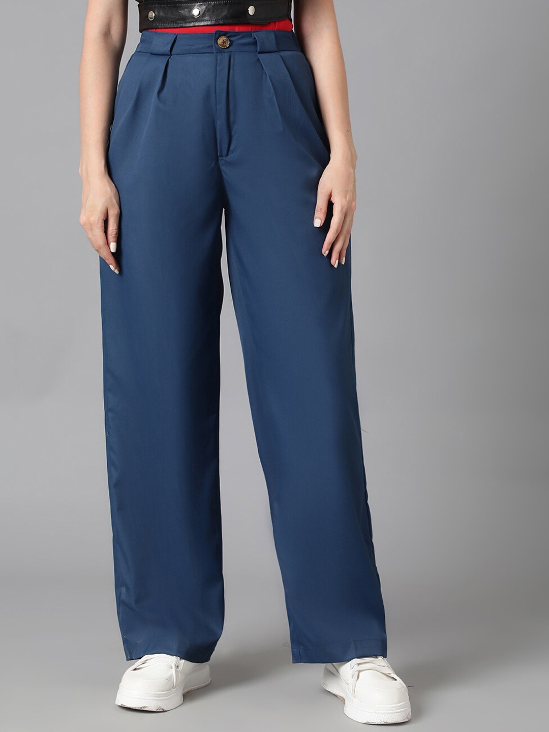 KOTTY BIZwear Women Navy Blue Relaxed Straight Leg High-Rise Easy Wash Pleated Trousers
KOTTY BIZwear Women Navy Blue Relaxed Straight Leg High-Rise Easy Wash Pleated Trousers