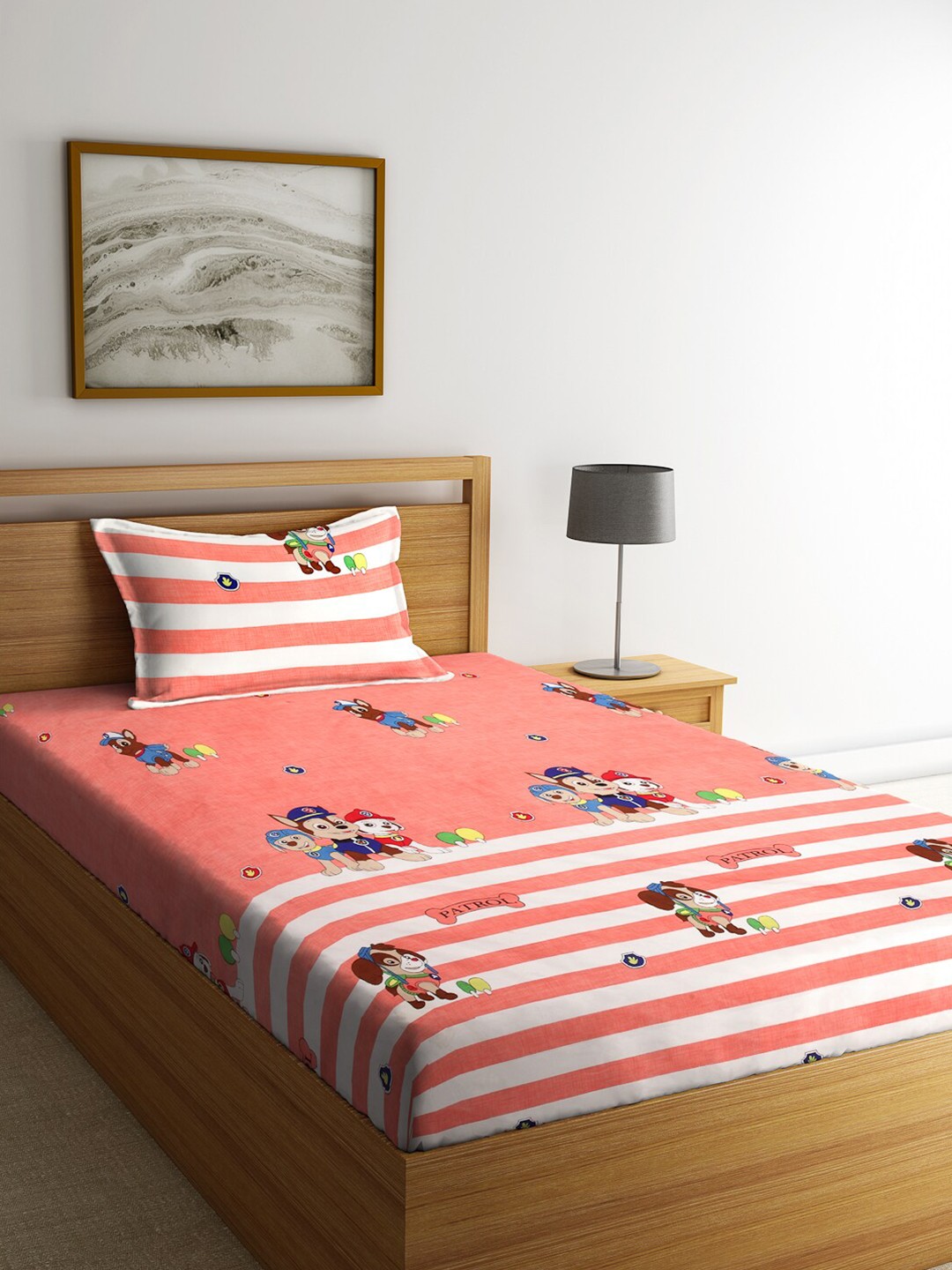 FABINALIV Peach & White Cartoon Characters 300 TC Single Bedsheet with 1 Pillow Cover
FABINALIV Peach & White Cartoon Characters 300 TC Single Bedsheet with 1 Pillow Cover
