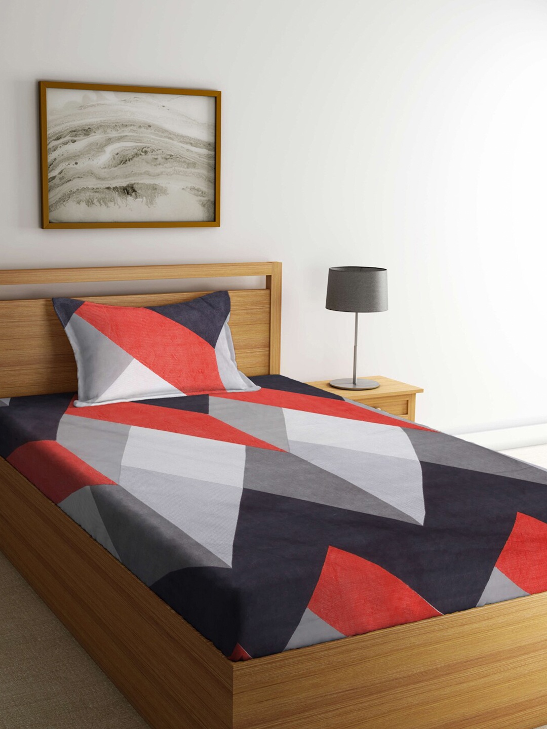 FABINALIV Grey Melange & Off White Geometric 300 TC Single Bedsheet with 1 Pillow Cover
FABINALIV Grey Melange & Off White Geometric 300 TC Single Bedsheet with 1 Pillow Cover