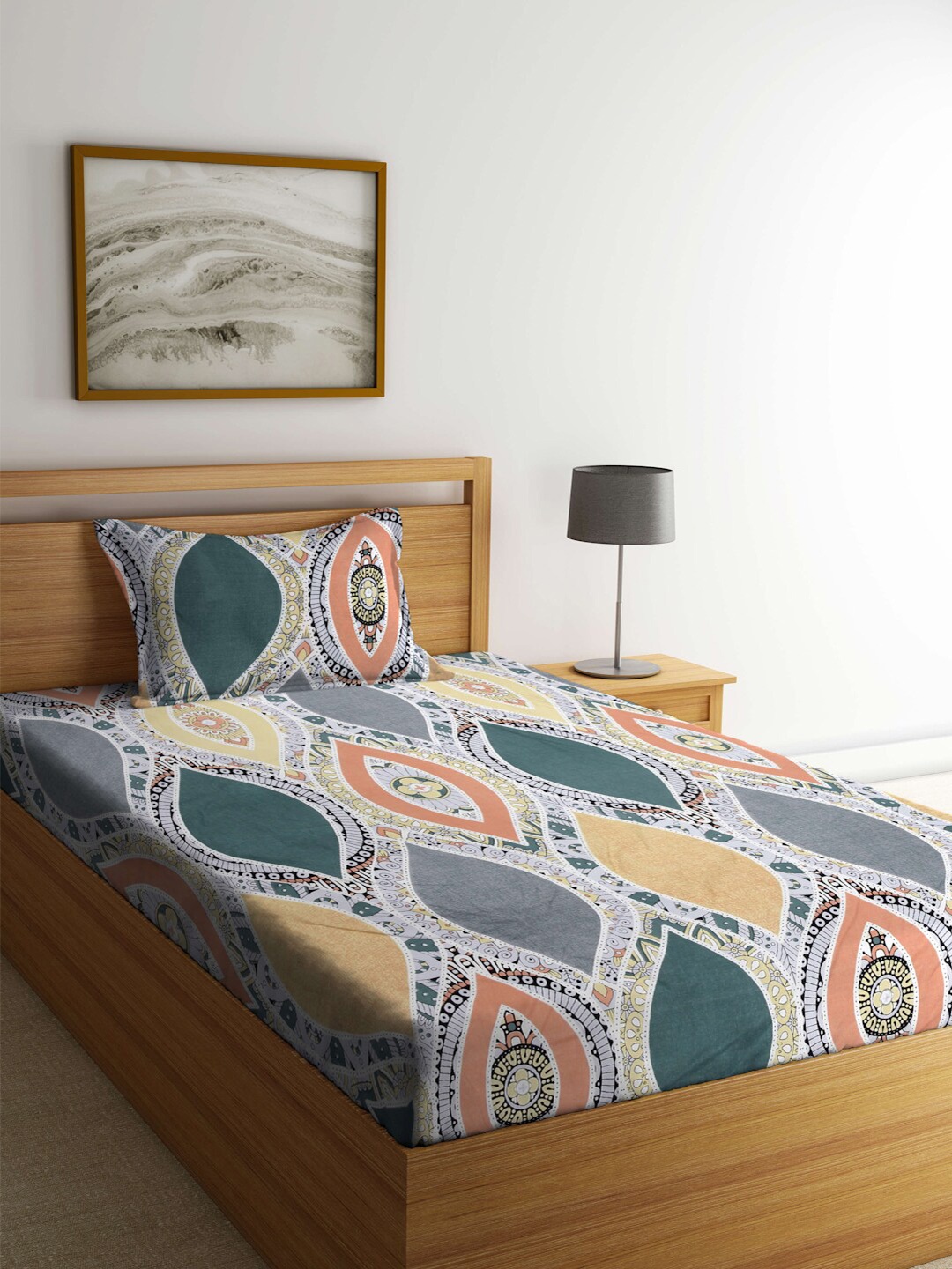 FABINALIV Grey & White Ethnic Motifs Printed 300 TC Single Bedsheet With 1 Pillow Cover
FABINALIV Grey & White Ethnic Motifs Printed 300 TC Single Bedsheet With 1 Pillow Cover