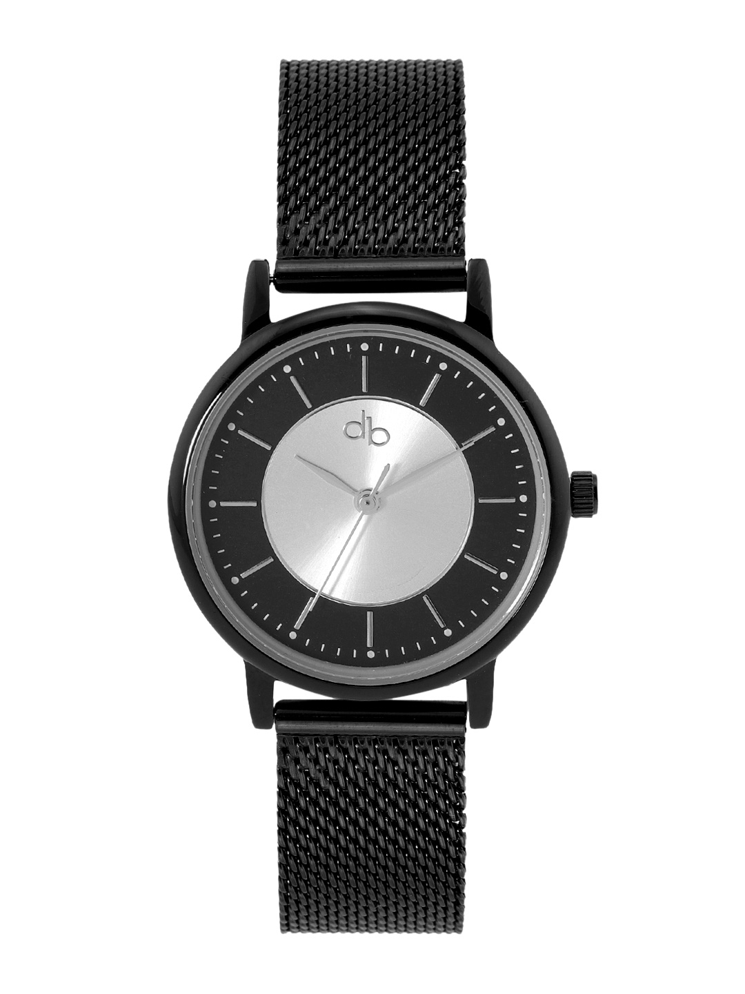 DressBerry Women Black Brass Embellished Dial & Black Stainless Steel Textured Straps Analogue Watch
DressBerry Women Black Brass Embellished Dial & Black Stainless Steel Textured Straps Analogue Watch