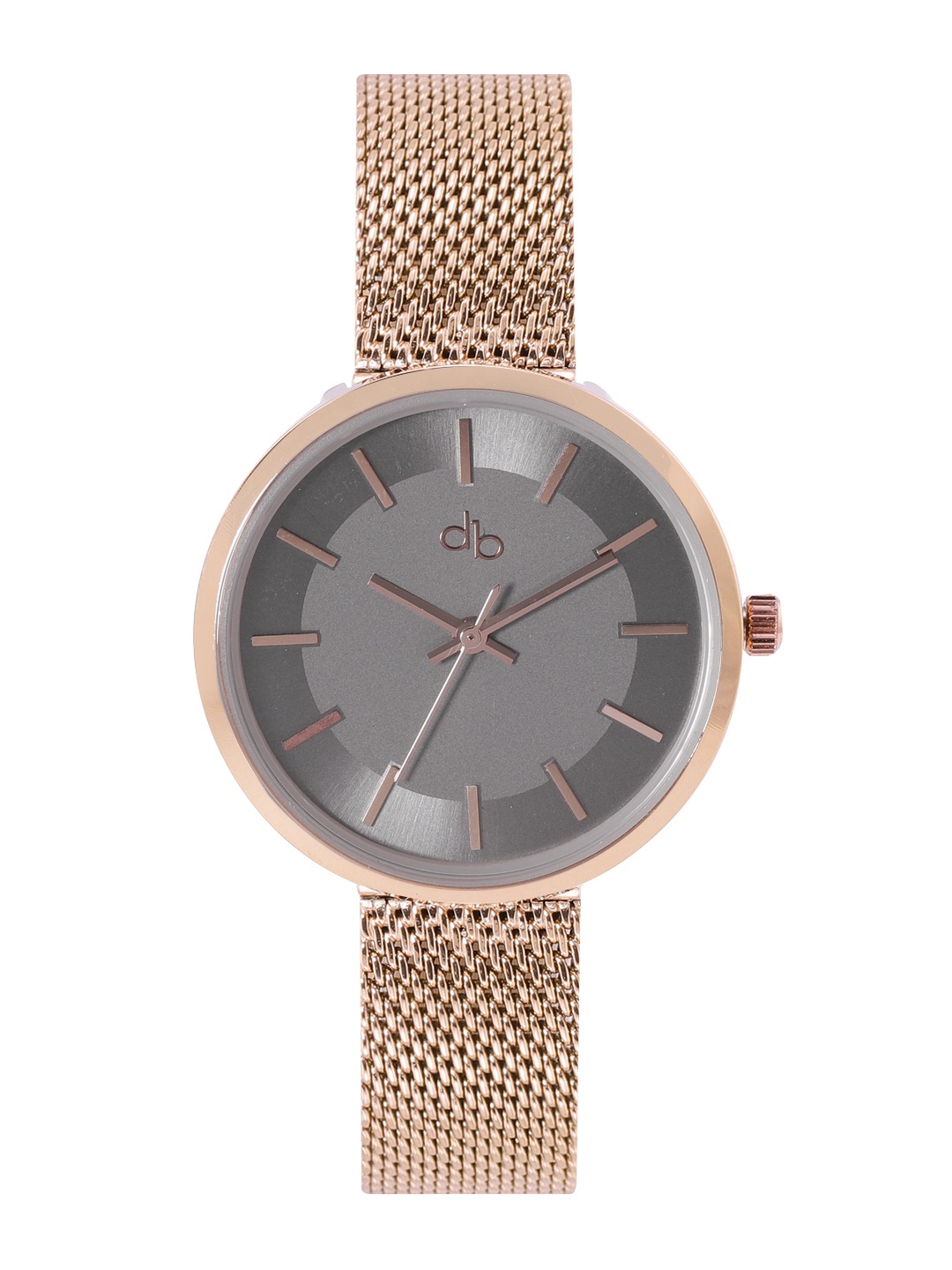 DressBerry Women Grey Brass Embellished Dial & Rose Gold-Plated Stainless Steel Textured Straps Analogue Watch
DressBerry Women Grey Brass Embellished Dial & Rose Gold-Plated Stainless Steel Textured Straps Analogue Watch