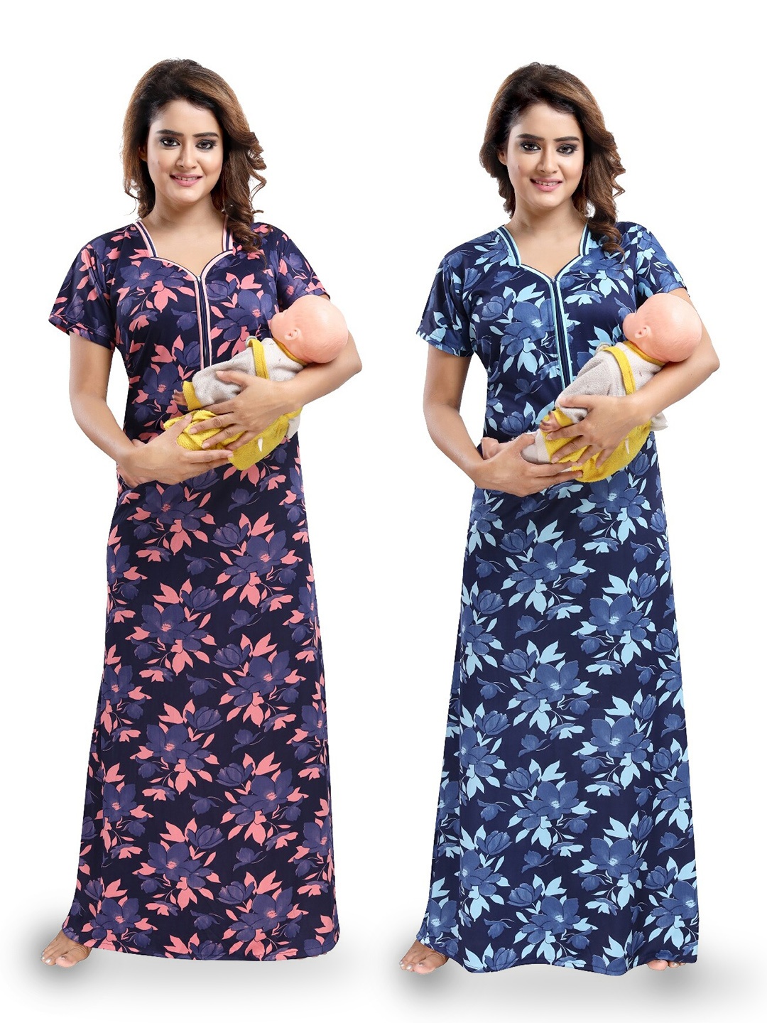 SHOPPING STATION Pack Of 2 Floral Printed Satin Maternity Maxi Nightdress, Violet
SHOPPING STATION Pack Of 2 Floral Printed Satin Maternity Maxi Nightdress, Violet