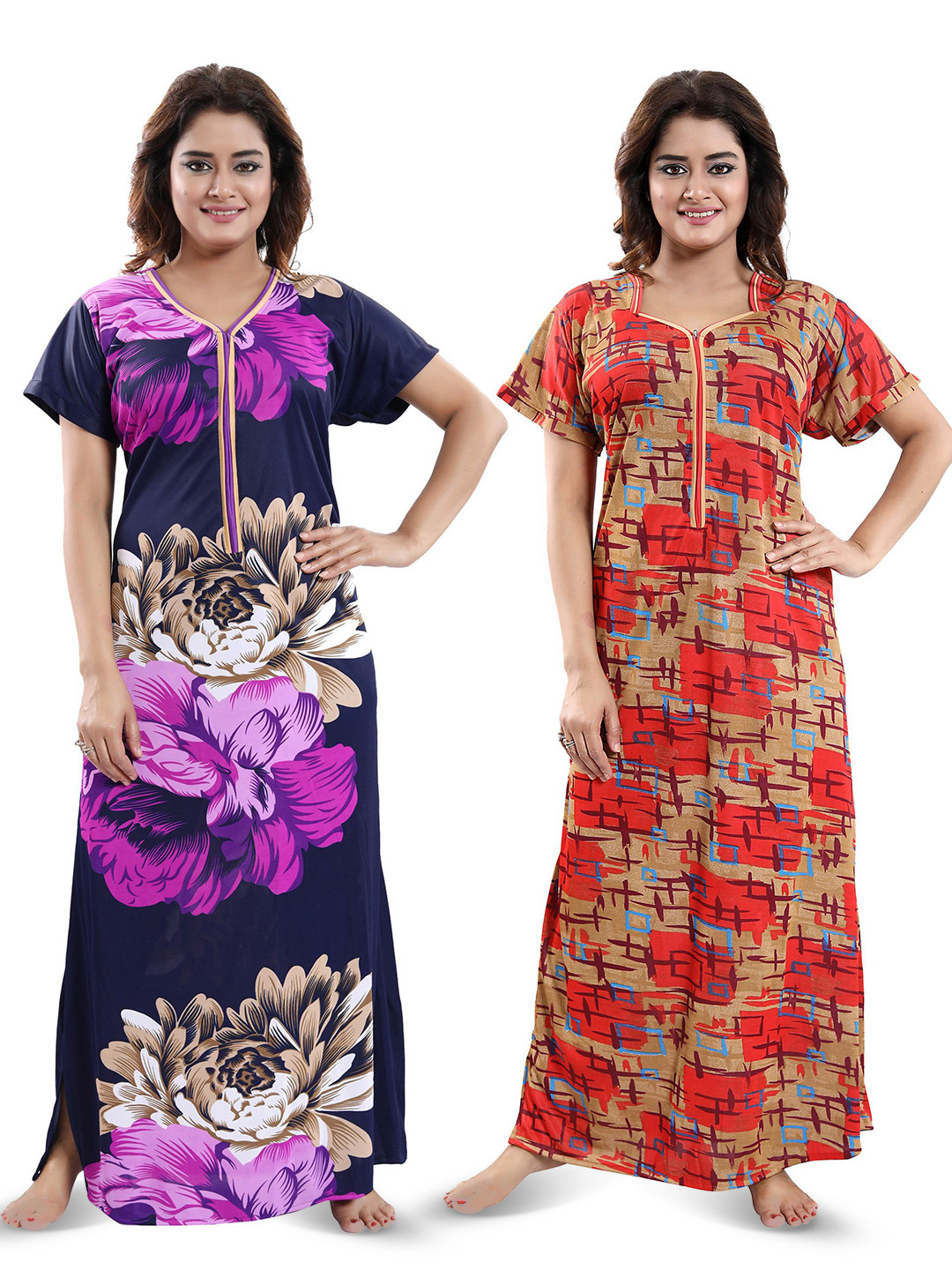 SHOPPING STATION Pack Of 2 Floral Printed Satin Maxi Nightdress, Red
SHOPPING STATION Pack Of 2 Floral Printed Satin Maxi Nightdress, Red