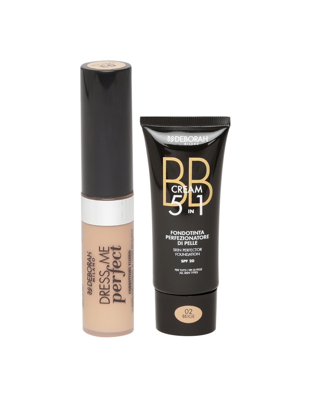 Deborah Milano Dress Me Perfect Light Rose Fluid Concealer 02 & Beige SPF 20 5-in-1 BB Cream 02 30 ml
Deborah Milano Dress Me Perfect Light Rose Fluid Concealer 02 & Beige SPF 20 5-in-1 BB Cream 02 30 ml