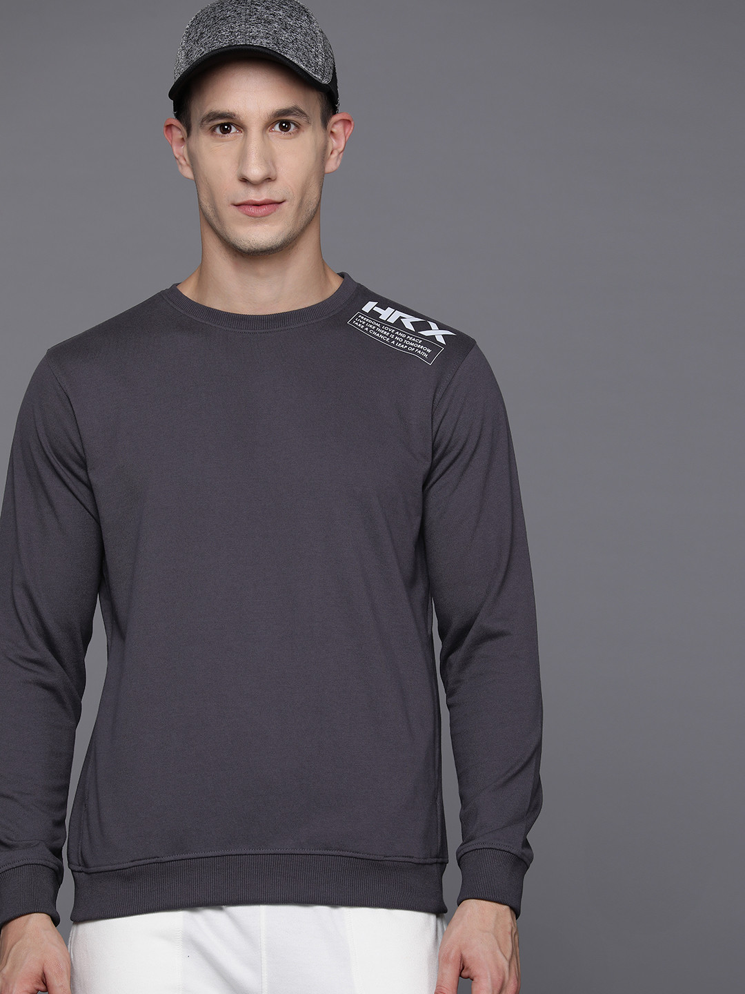 HRX by Hrithik Roshan Men Solid Sweatshirt, Charcoal
HRX by Hrithik Roshan Men Solid Sweatshirt, Charcoal