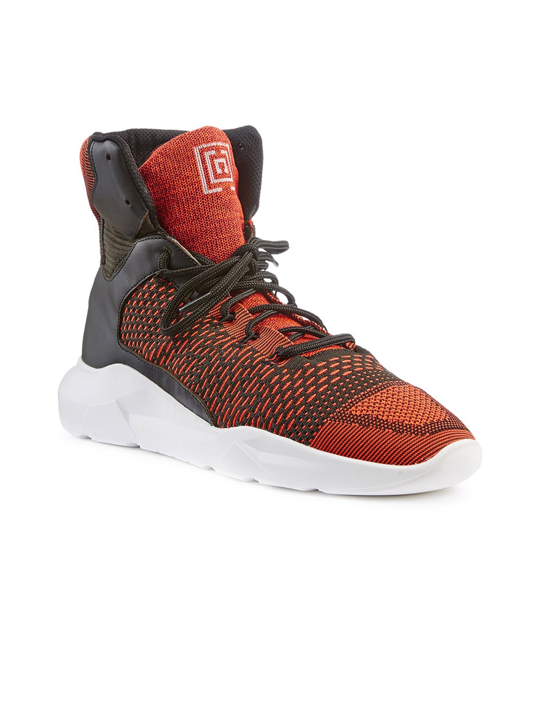 FREESOUL Woven Design High-Top Sneakers, Orange