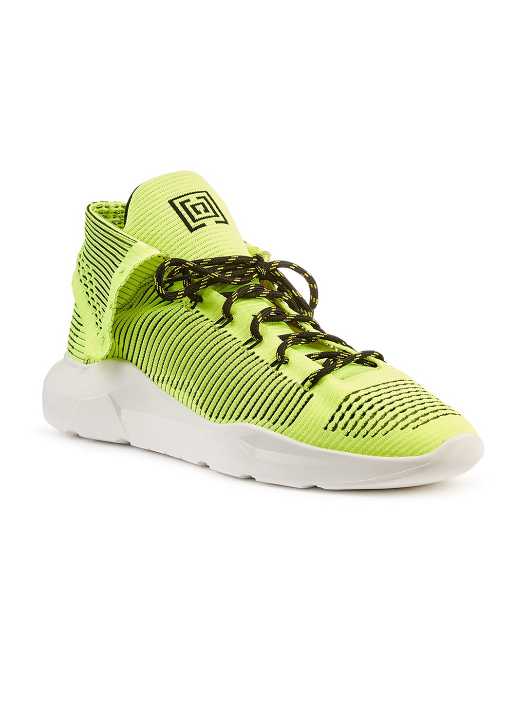 FREESOUL Striped Lace-Up Sneakers, Fluorescent green