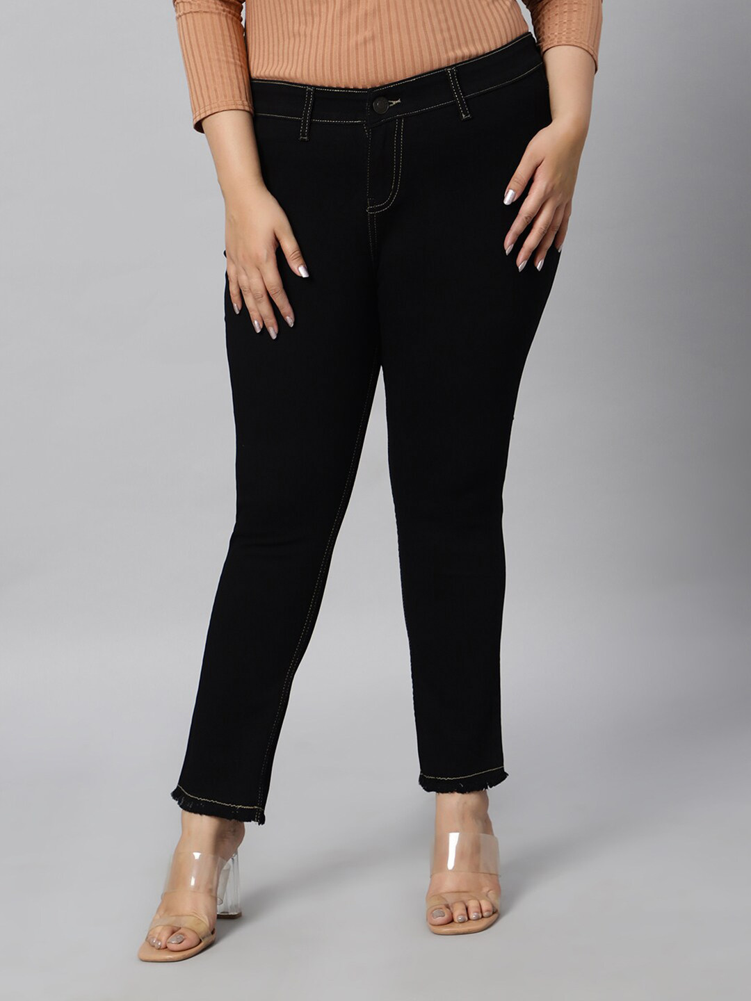 ZUSH Women Plus Size Mid-Rise Regular-Fit Denim Cotton Jeggings, Black 
ZUSH Women Plus Size Mid-Rise Regular-Fit Denim Cotton Jeggings, Black