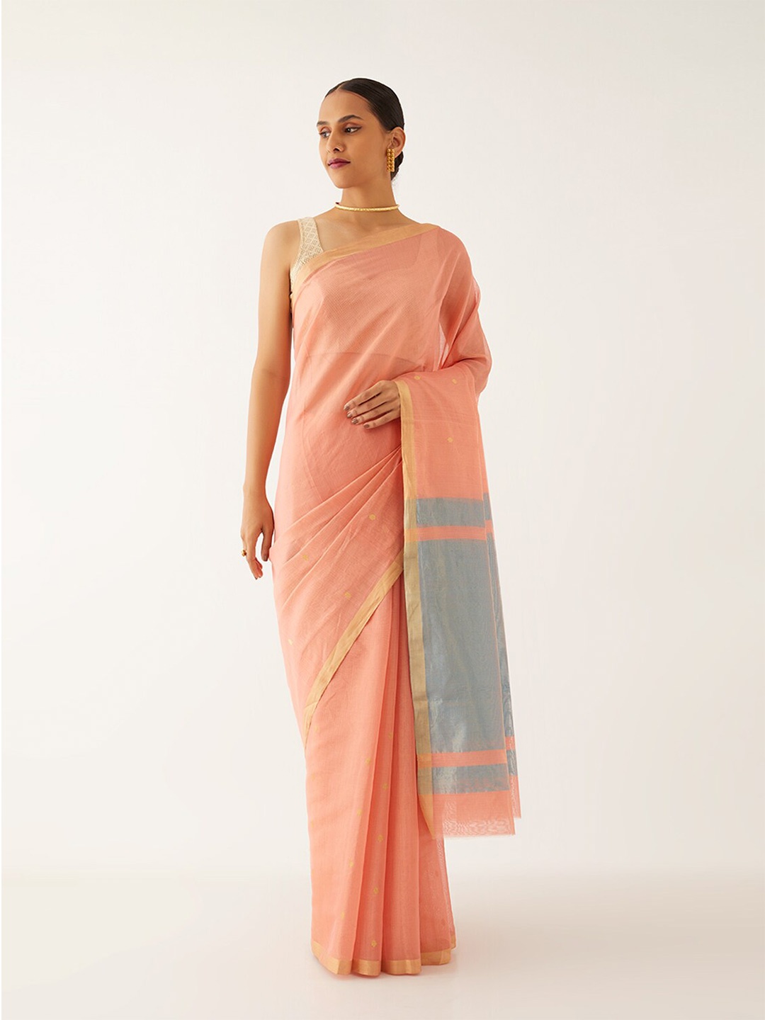 Taneira Ethnic Motifs Woven Design Tissue Chanderi Saree, Orange