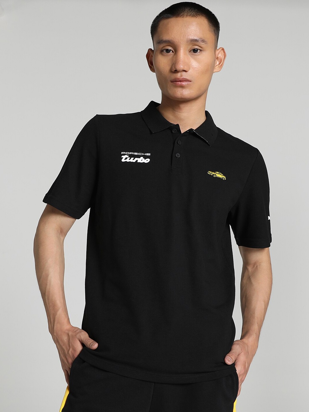 PUMA Motorsport Polo Collar Cotton T-shirt, Black