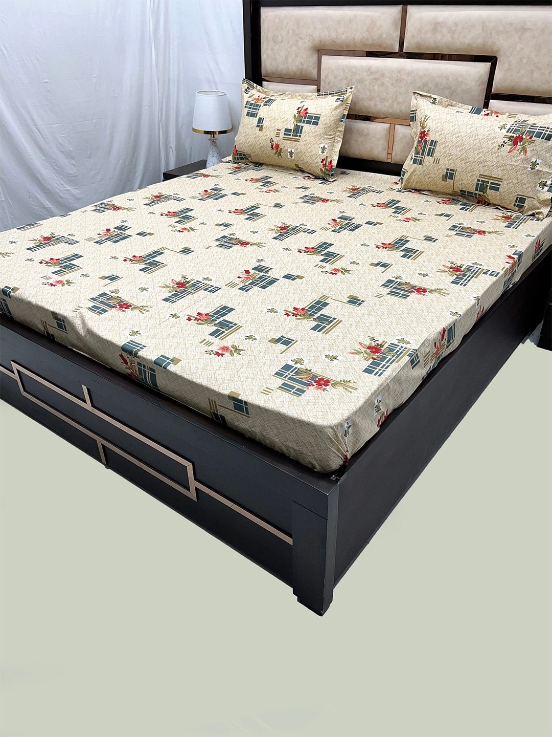 Pure Decor Velar Fur Sib Teal Floral Cotton 400 TC King Bedsheet With 2 Pillow Covers, Cream
Pure Decor Velar Fur Sib Teal Floral Cotton 400 TC King Bedsheet With 2 Pillow Covers, Cream