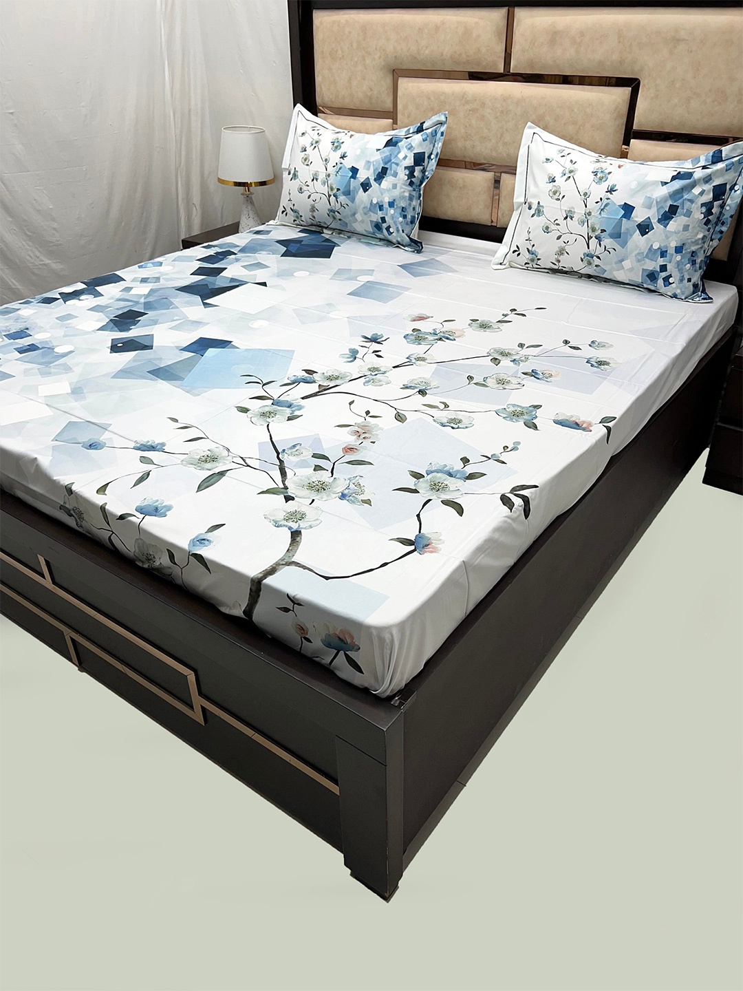 Pure Decor Majestic Blue & Grey Floral Cotton 500 TC King Bedsheet With 2 Pillow Covers
Pure Decor Majestic Blue & Grey Floral Cotton 500 TC King Bedsheet With 2 Pillow Covers
