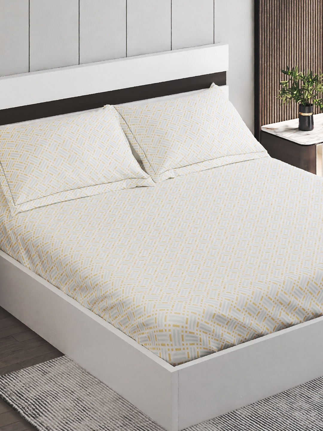 Home Centre Grandeur White & Yellow 300 TC Cotton King Bedsheet With 2 Pillow Covers
Home Centre Grandeur White & Yellow 300 TC Cotton King Bedsheet With 2 Pillow Covers