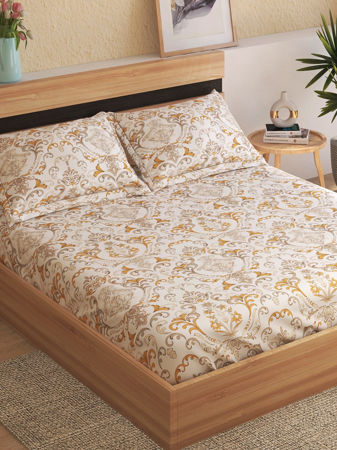 Home Centre Grandeur Yellow & White Floral 300 TC Cotton King Bedsheet & 2 Pillow Covers
Home Centre Grandeur Yellow & White Floral 300 TC Cotton King Bedsheet & 2 Pillow Covers