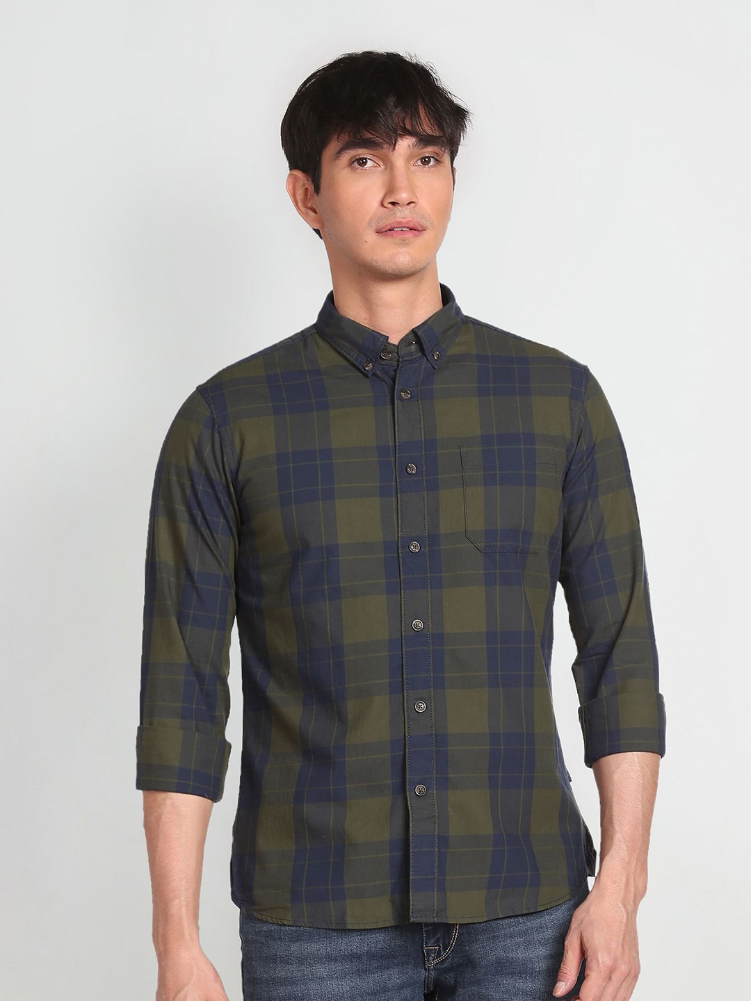 Flying Machine Button-Down Collar Tartan Checked Casual Pure Cotton Shirt, Green
Flying Machine Button-Down Collar Tartan Checked Casual Pure Cotton Shirt, Green