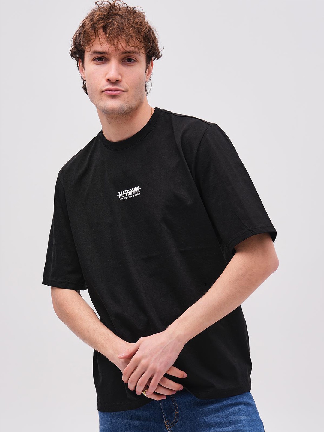 PRET A TUER John Borners Mj Trd Mrk Printed Oversized Pure Cotton T-shirt, Black