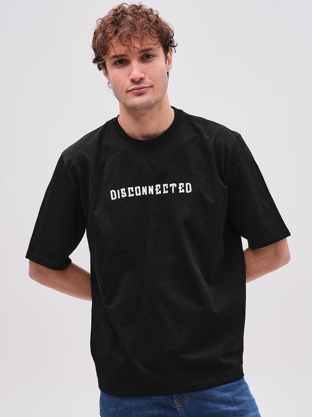 PRET A TUER John Borners Disconnected Printed Pure Cotton Loose T-shirt, Black