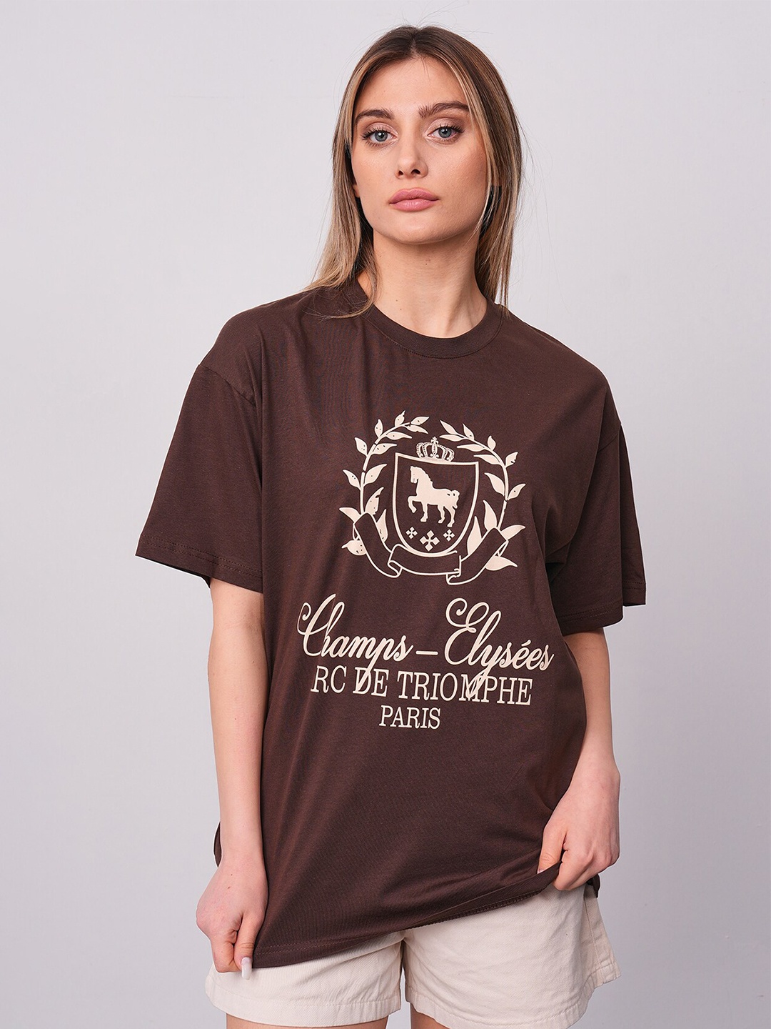 PRET A TUER Typography Printed Drop-Shoulder Sleeves Pure Cotton Oversized T-Shirt, Brown
PRET A TUER Typography Printed Drop-Shoulder Sleeves Pure Cotton Oversized T-Shirt, Brown