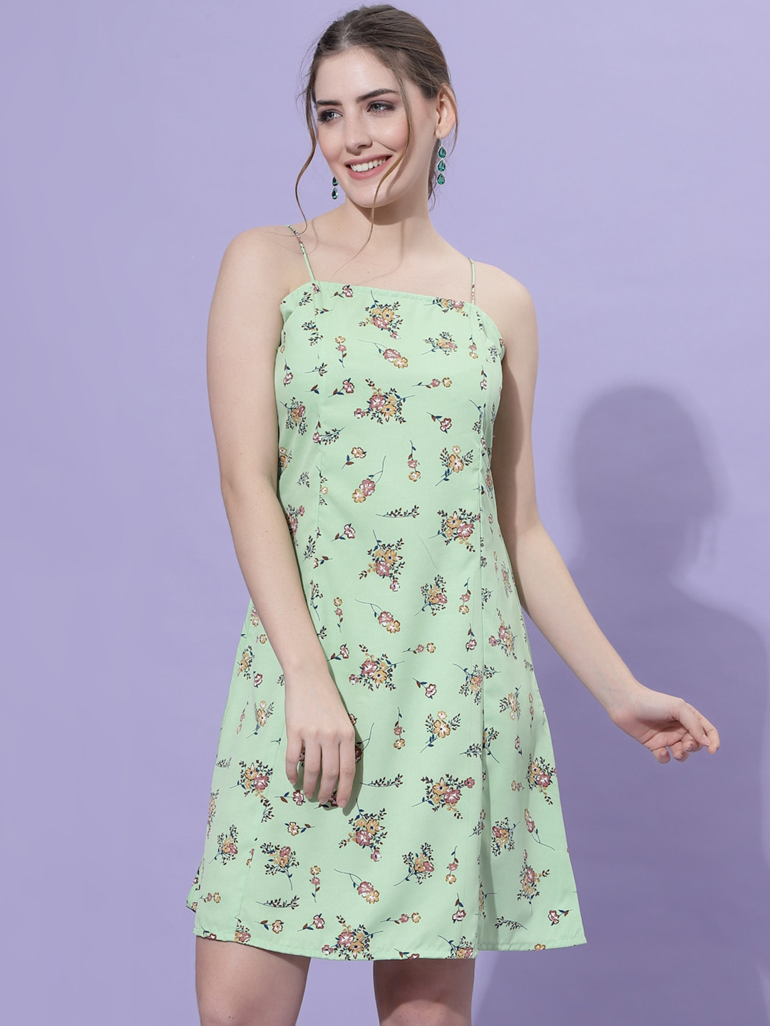 Oomph! Floral Printed Shoulder Strap A-Line Mini Dress, Sea green
Oomph! Floral Printed Shoulder Strap A-Line Mini Dress, Sea green