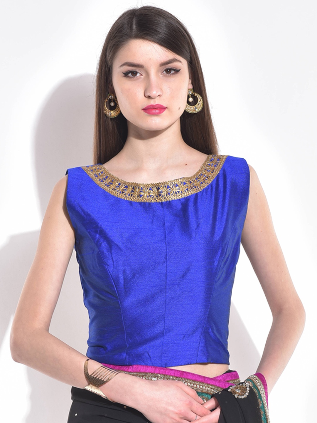 KAANCHIE NANGGIA Silk Saree Blouse, Blue