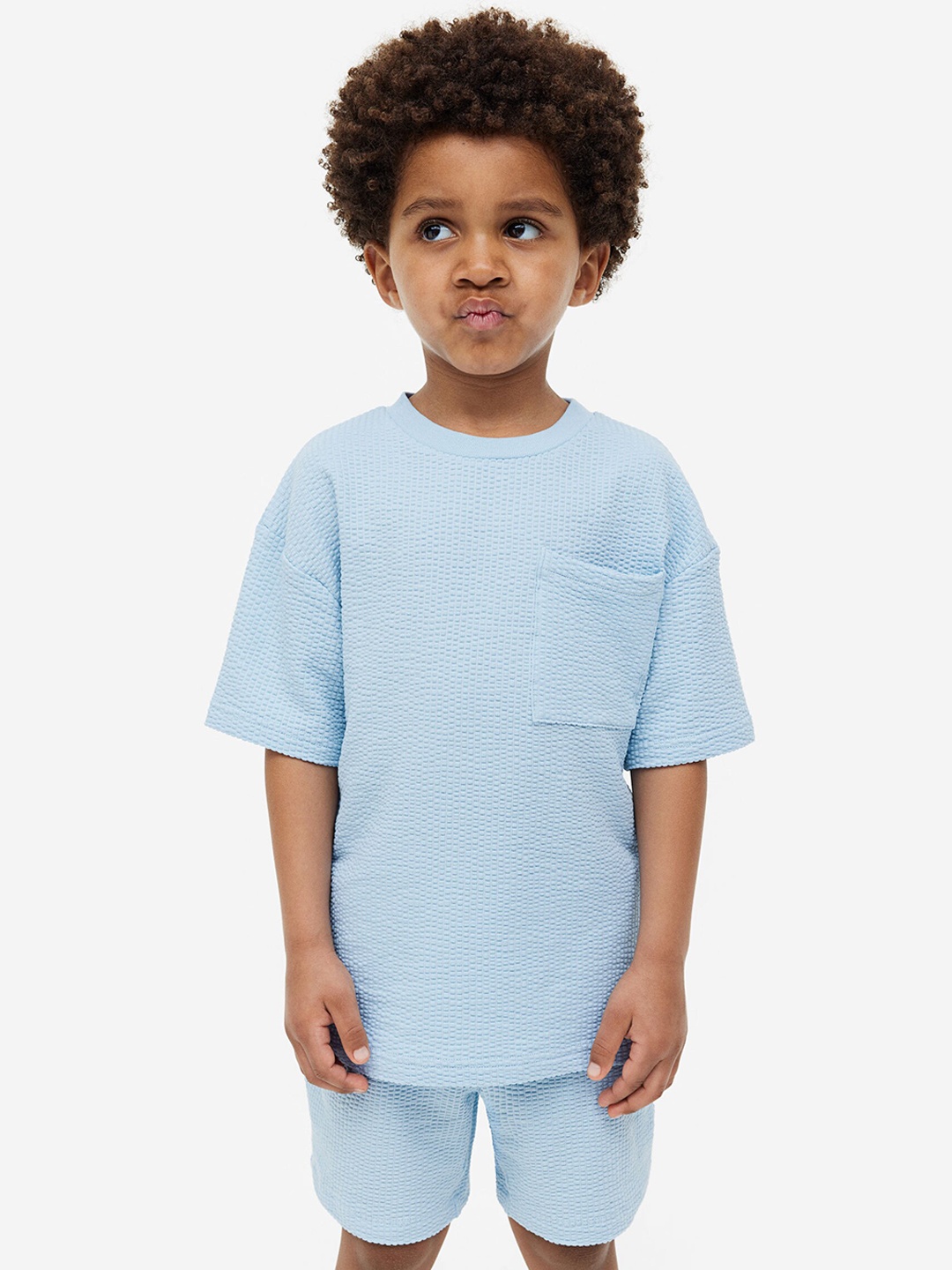 H&M Boys 2-Piece Crinkled Jersey Set, Blue
