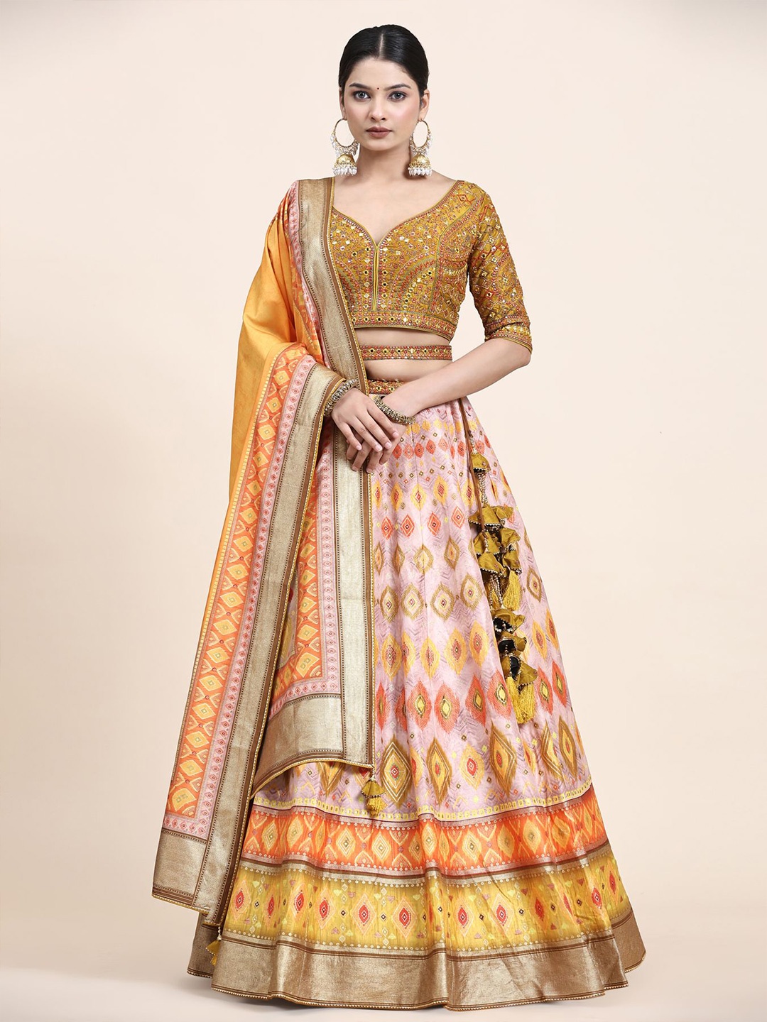 Phenav Embroidered Thread Work Ready to Wear Lehenga & Blouse With Dupatta, Yellow
Phenav Embroidered Thread Work Ready to Wear Lehenga & Blouse With Dupatta, Yellow