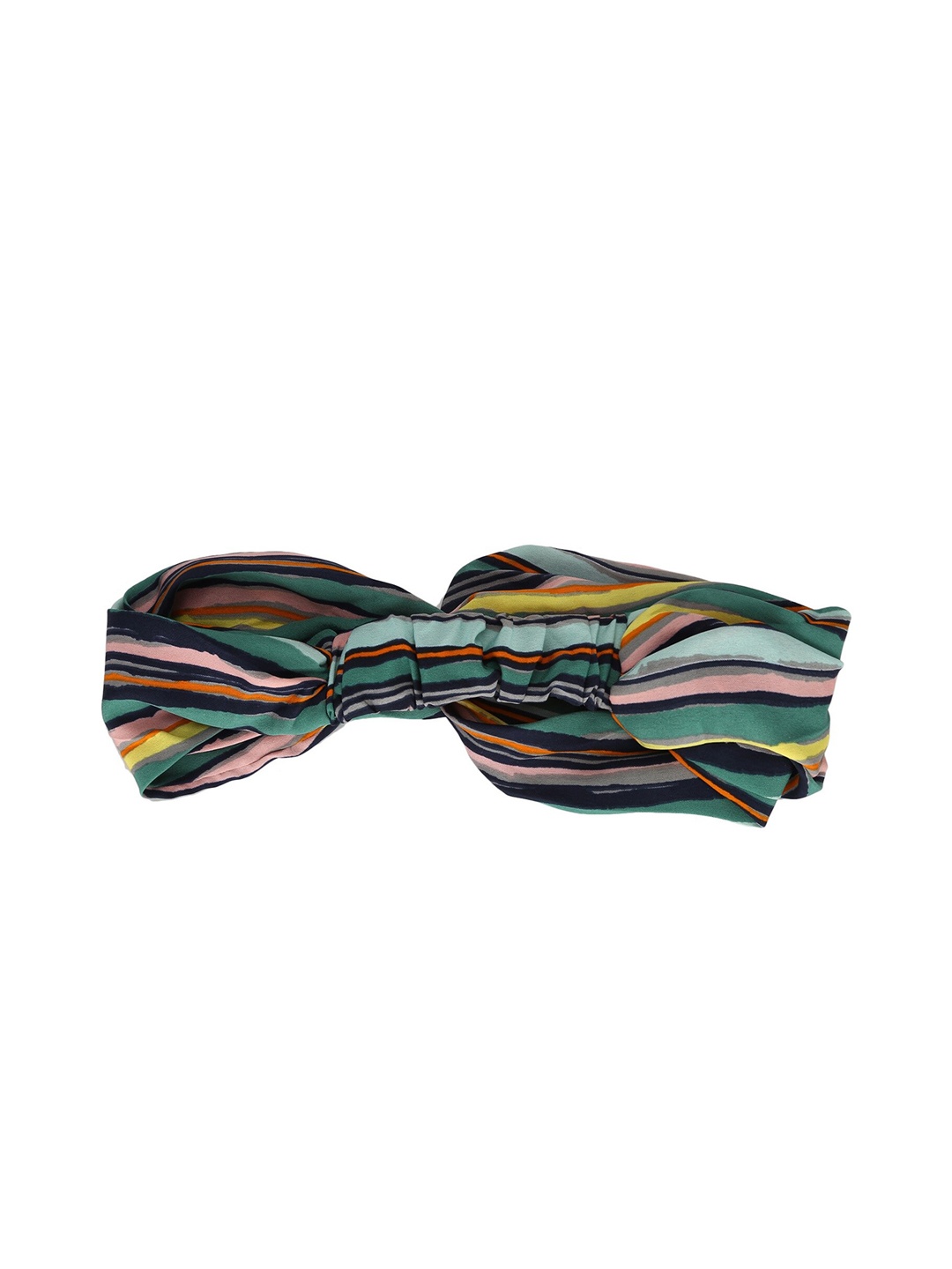 Aditi Wasan Striped Knot Design Headband, Green