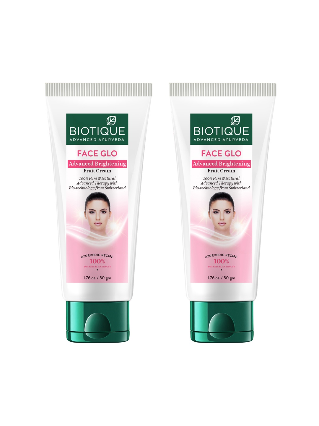 Biotique Set of 2 Pure & Natural Face Glo Advanced Brightening Fruit Face Cream - 50g each, Pink
Biotique Set of 2 Pure & Natural Face Glo Advanced Brightening Fruit Face Cream - 50g each, Pink