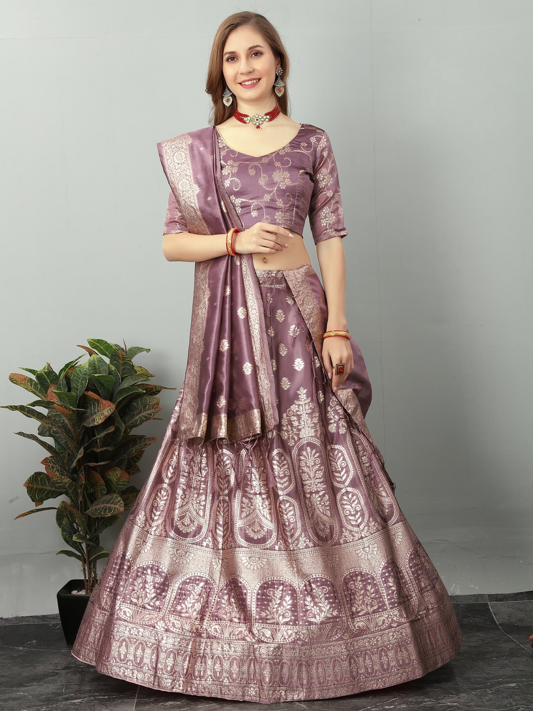 JATRIQQ Woven Design Semi-Stitched Lehenga & Unstitched Blouse With Dupatta, Lavender
JATRIQQ Woven Design Semi-Stitched Lehenga & Unstitched Blouse With Dupatta, Lavender